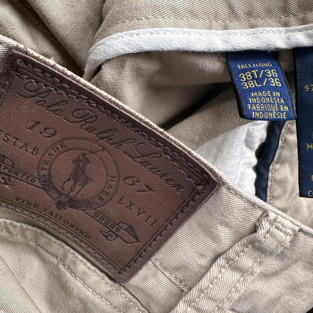 Polo Ralph Lauren Pants Mens 38x36 Tan Chino Straight Stretch Dress Casual EUC - Picture 5 of 7